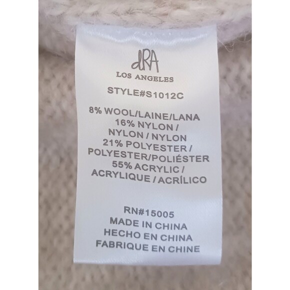 dRA Los Angeles Oversized Pullover Soft Beige Floral Trim Wide Balloon Sleeve XS - Picture 4 of 6